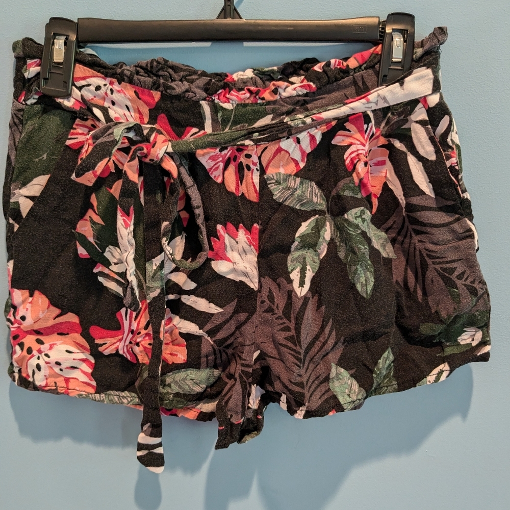 Black and pink floral shorts